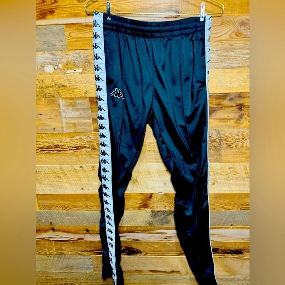 Kappa Vintage popper track pants black USM Y2K comfort streetwear sports soccer